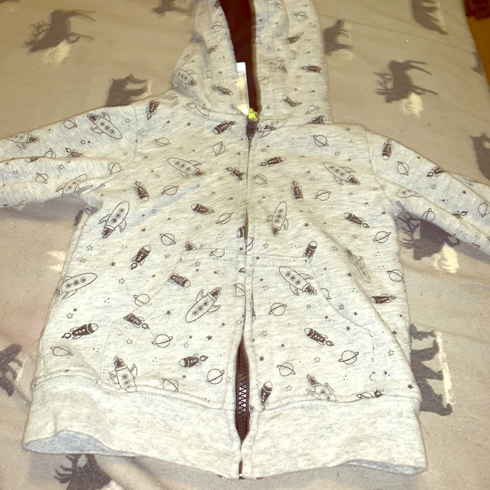 Grey rocket ship sweatshirt